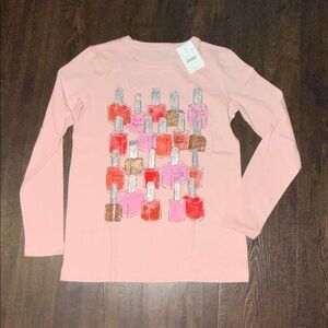 J. Crew Factory Girls' Pink Long Sleeve Nail Polish Tee